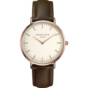 ROSEFIELD THE BOWERY WHITE BROWN ROSE GOLD / 38 MM BWBRR-B3
