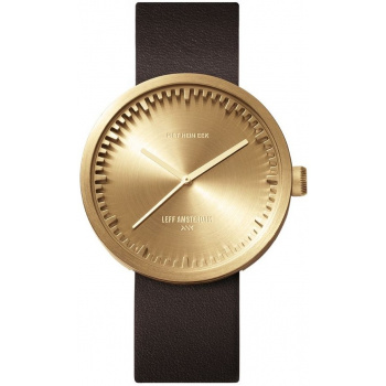 LEFF TUBE WATCH D38 / BRASS WITH BROWN LEATHER STRAP