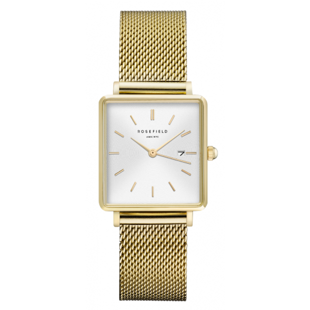 Hodinky ROSEFIELD THE BOXY WHITE SUNRAY- MESH - GOLD / 33MM QWSG-Q03