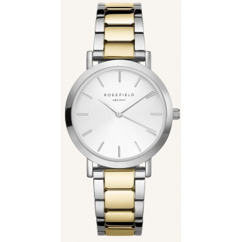 ROSEFIELD THE TRIBECA WHITE SUNRAY STEEL SILVER GOLD DUO 33MM TWSSG-T63