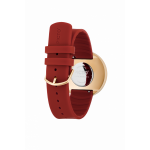 Hodinky PICTO 40 MM CINNAMON RED/CIRCULAR BRUSHED GOLD 43397-7628G