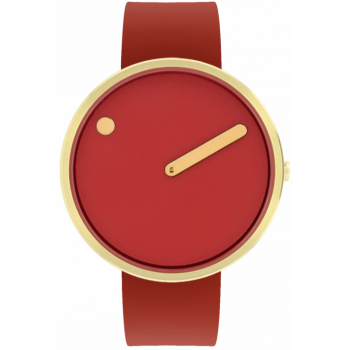 PICTO 40 MM CINNAMON RED/CIRCULAR BRUSHED GOLD 43397-7628G