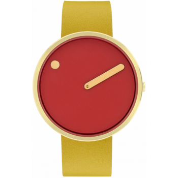 PICTO 40 MM CINNAMON RED/CIRCULAR BRUSHED GOLD 43397-6120G