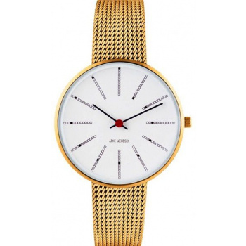 ARNE JACOBSEN BANKERS WHITE DIAL, MESH BAND, GOLD