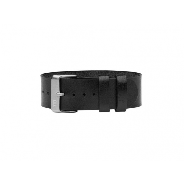 Hodinky TID Watches Black/Silver Leather Wristband