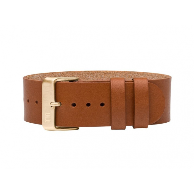 Hodinky TID Watches Tan/Gold Leather Wristband