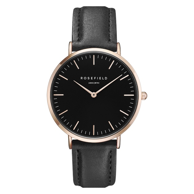 Hodinky ROSEFIELD THE BOWERY BLACK BLACK ROSE GOLD / 38 MM BBBR-B11