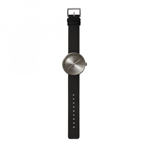 Hodinky LEFF TUBE WATCH D38 / STEEL WITH BLACK LEATHER STRAP
