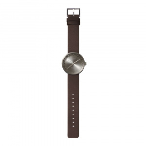 Hodinky LEFF TUBE WATCH D38 / STEEL WITH BROWN LEATHER STRAP