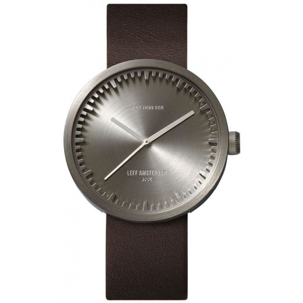 Hodinky LEFF TUBE WATCH D42 / STEEL WITH BROWN LEATHER STRAP