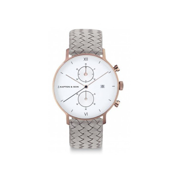Hodinky KAPTEN and SON CHRONO GREY WOVEN LEATHER