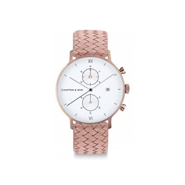 Hodinky KAPTEN and SON CHRONO ROSE WOVEN LEATHER