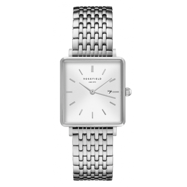 Hodinky ROSEFIELD THE BOXY WHITE SUNRAY STEEL SILVER / 33 MM QWSS-Q08