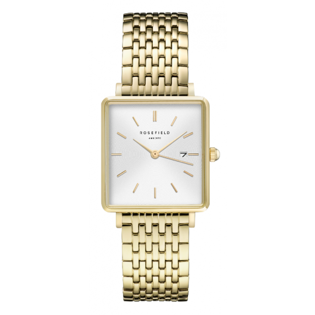 Hodinky ROSEFIELD THE BOXY WHITE SUNRAY STEEL GOLD / 33 MM QWSG-Q09