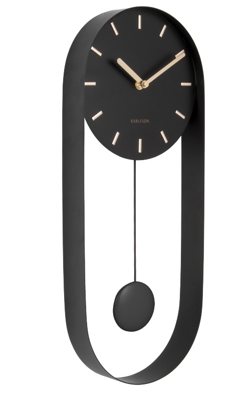 KARLSSON Designové kyvadlové nástěnné hodiny 5822BK Karlsson 50cm + dárek zdarma
