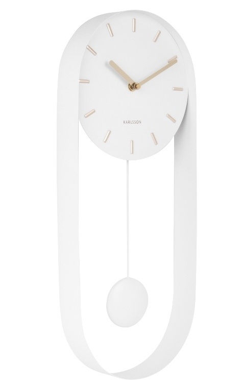 KARLSSON Designové kyvadlové nástěnné hodiny 5822WH Karlsson 50cm + dárek zdarma