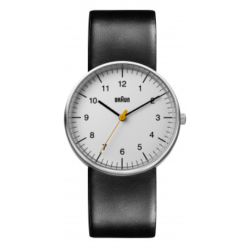 BRAUN GENTS BN0021 CLASSIC WATCH - WHITE DIAL AND LEATHER STRAP