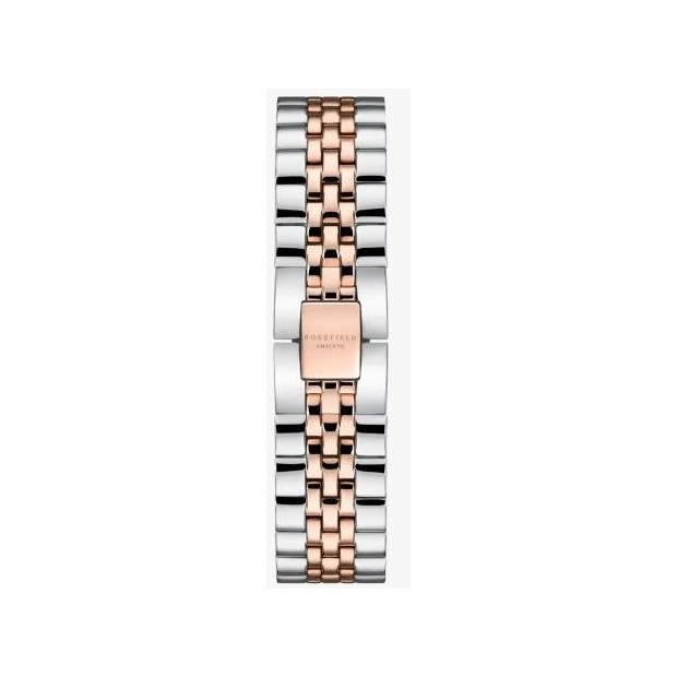  ROSEFIELD THE BOXY STRAP STEEL SILVER ROSE GOLD DUO / 33 MM 