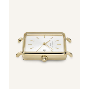 Hodinky ROSEFIELD THE BOXY WHITE SUNRAY COGNAC GOLD / 33 MM QSCG-Q029
