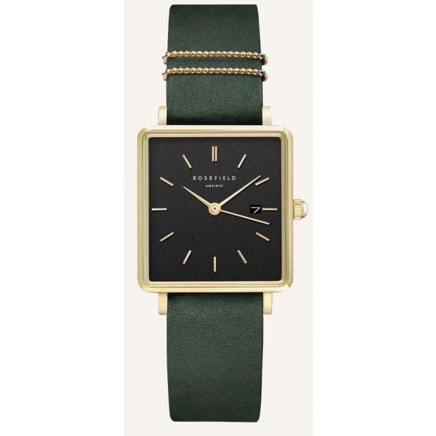 Hodinky ROSEFIELD THE BOXY BLACK FOREST GREEN GOLD / 33 MM QBFGG-Q031
