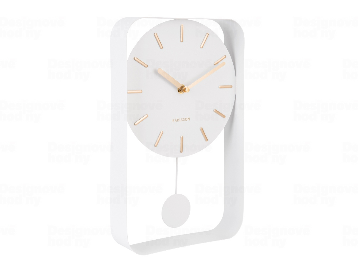 KARLSSON Designové kyvadlové nástěnné hodiny 5796WH Karlsson 33cm + dárek zdarma