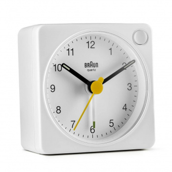 BRAUN BC02X Classic Analogue Travel Alarm Clock - White