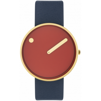 PICTO 40 MM CINNAMON RED/CIRCULAR BRUSHED GOLD 43397-6720G
