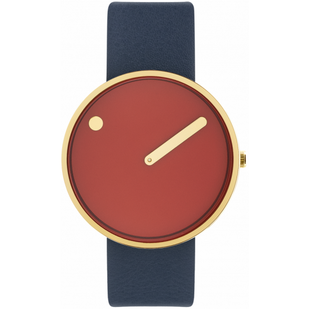 Hodinky PICTO 40 MM CINNAMON RED/CIRCULAR BRUSHED GOLD 43397-6720G