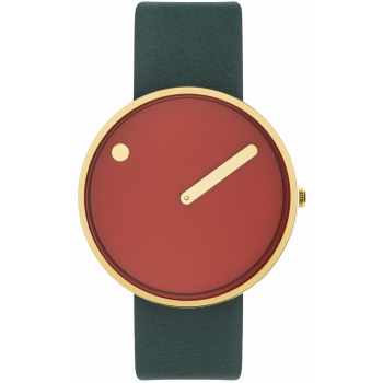 PICTO 40 MM CINNAMON RED/CIRCULAR BRUSHED GOLD 43397-6620G