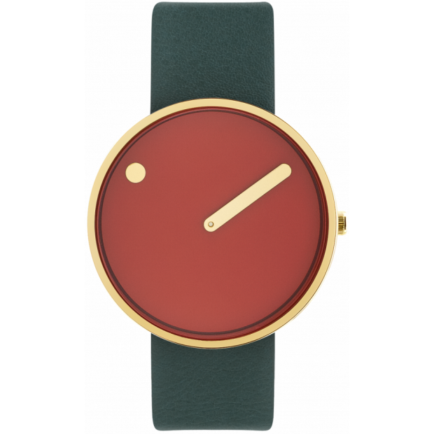 Hodinky PICTO 40 MM CINNAMON RED/CIRCULAR BRUSHED GOLD 43397-6620G