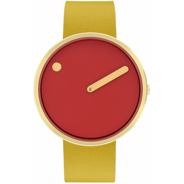 Hodinky PICTO 40 MM CINNAMON RED/CIRCULAR BRUSHED GOLD 43397-6120G