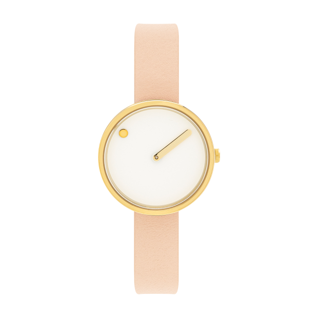 Hodinky PICTO WHITE DIAL / NUDE PINK LEATHER STRAP 43320-6312G
