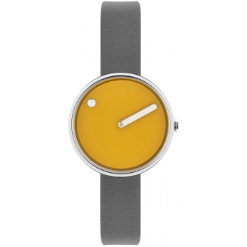 PICTO MUSTARD YELLOW DIAL / THUNDER GREY LEATHER STRAP 43353-6212S