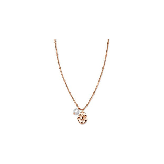  ROSEFIELD Necklace Pearl and waved Charm Rose Gold JTNPRG-J447