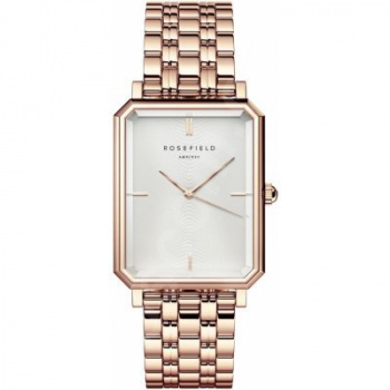 ROSEFIELD The Octagon White Sunray Steel Rose Gold OCWSRG-O42